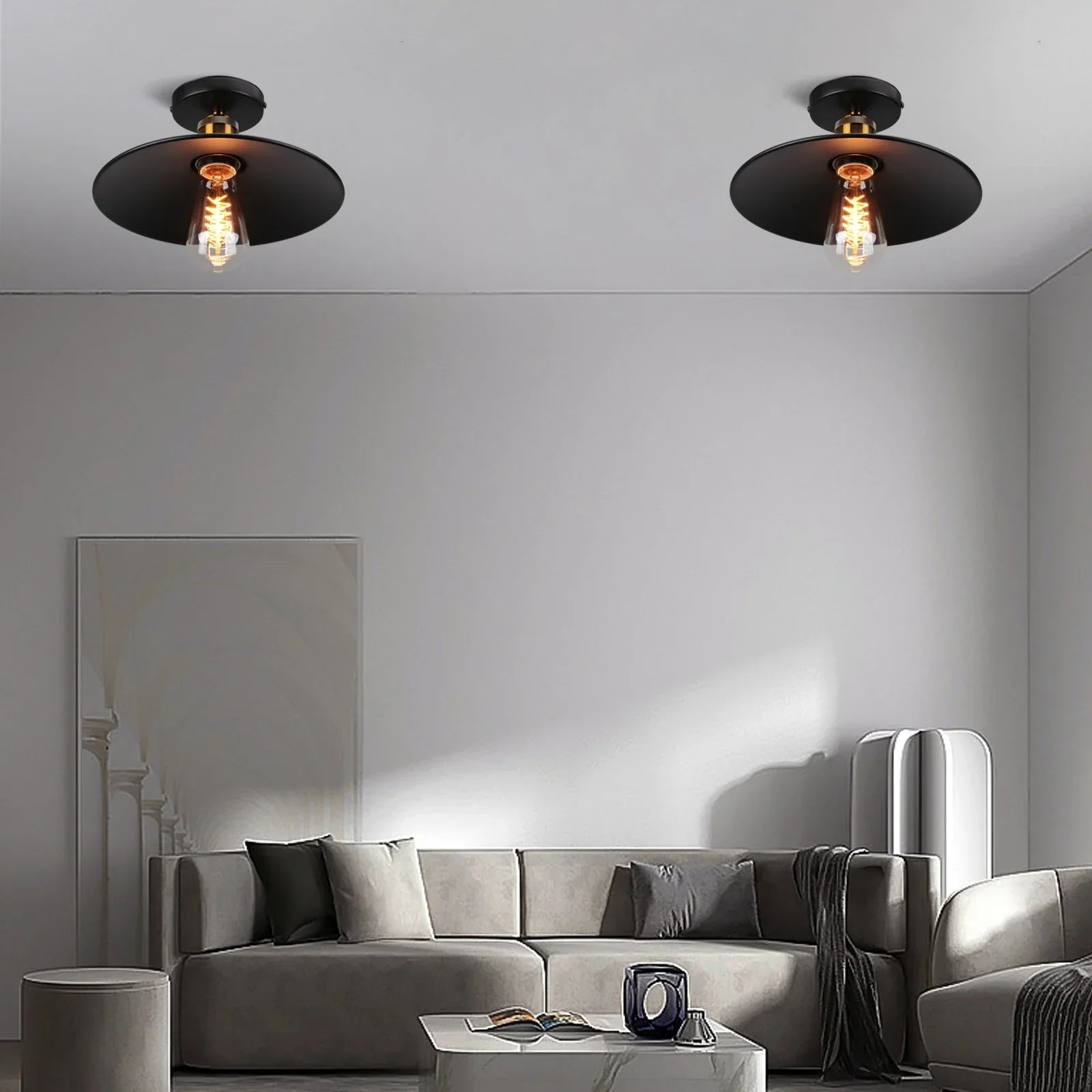 Vintage ceiling light in industrial style, metal lamp for living room or bedroom, LED compatible