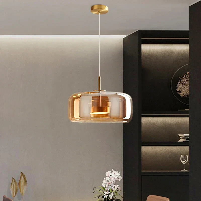 Designer hanging lamp made of glass
