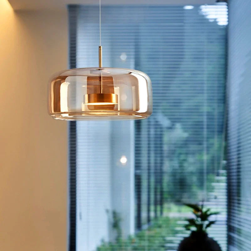 Designer hanging lamp made of glass