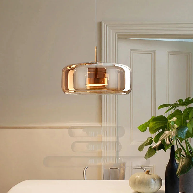 Designer hanging lamp made of glass