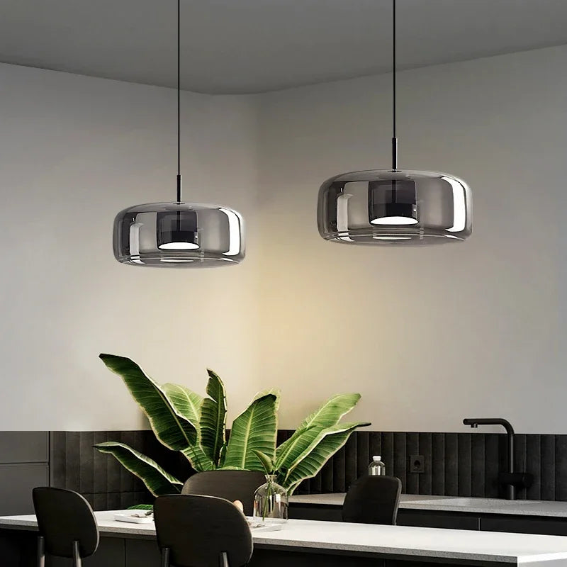Designer hanging lamp made of glass