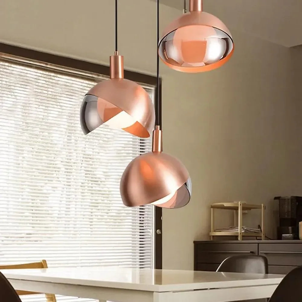 Modern golden pendant lights for dining room and kitchen, elegant design with ball lights