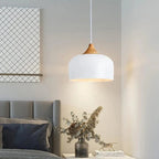 Modern Scandinavian Hanging Lamp – Wood & Metal Pendant Light for Bedroom