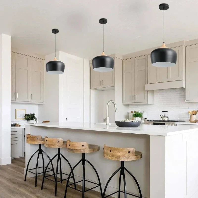 Modern Scandinavian Hanging Lamp – Wood & Metal Pendant Light for Bedroom