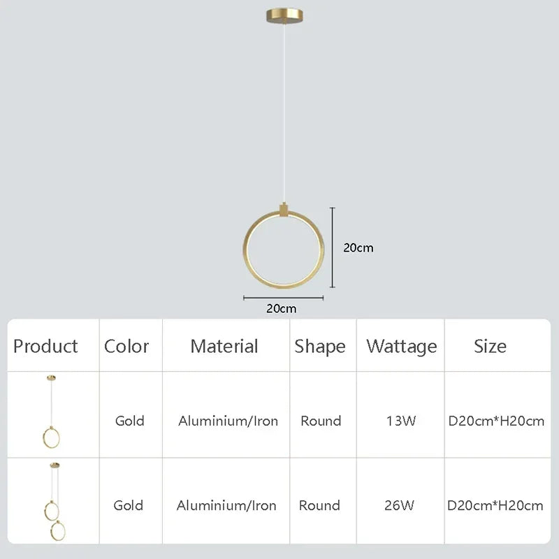 Elegant Double Ring Pendant Light | DuoGlow