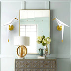 Unusual Wall Lamp with Crane and Paper Motif