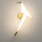 Unusual Wall Lamp with Crane and Paper Motif