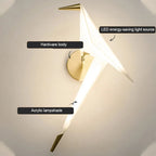 Unusual Wall Lamp with Crane and Paper Motif