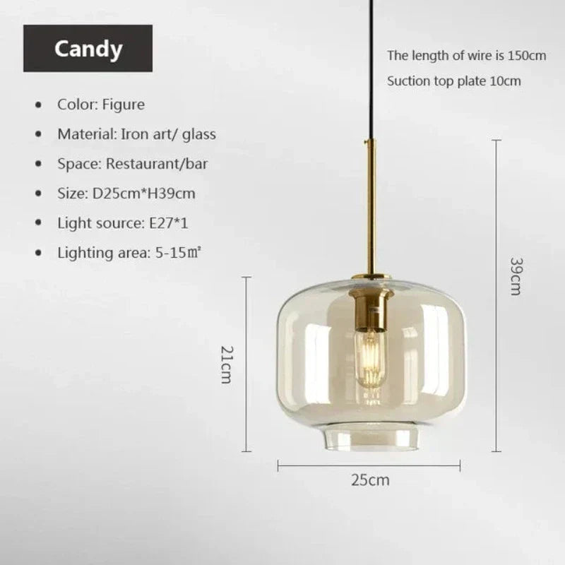 NordicGlas - Modern Scandinavian Glass Pendant Lamp for Dining Room and Living Room