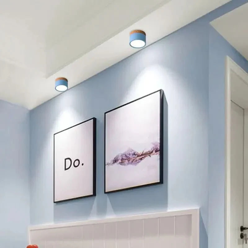 Modern Dimmable LED Ceiling Light with Wood Design