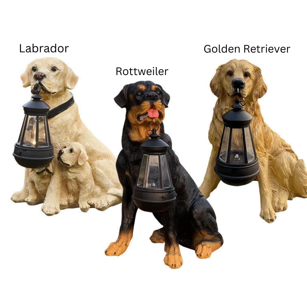 Solar Powered Dog Statue with LED Lighting - LumiPup