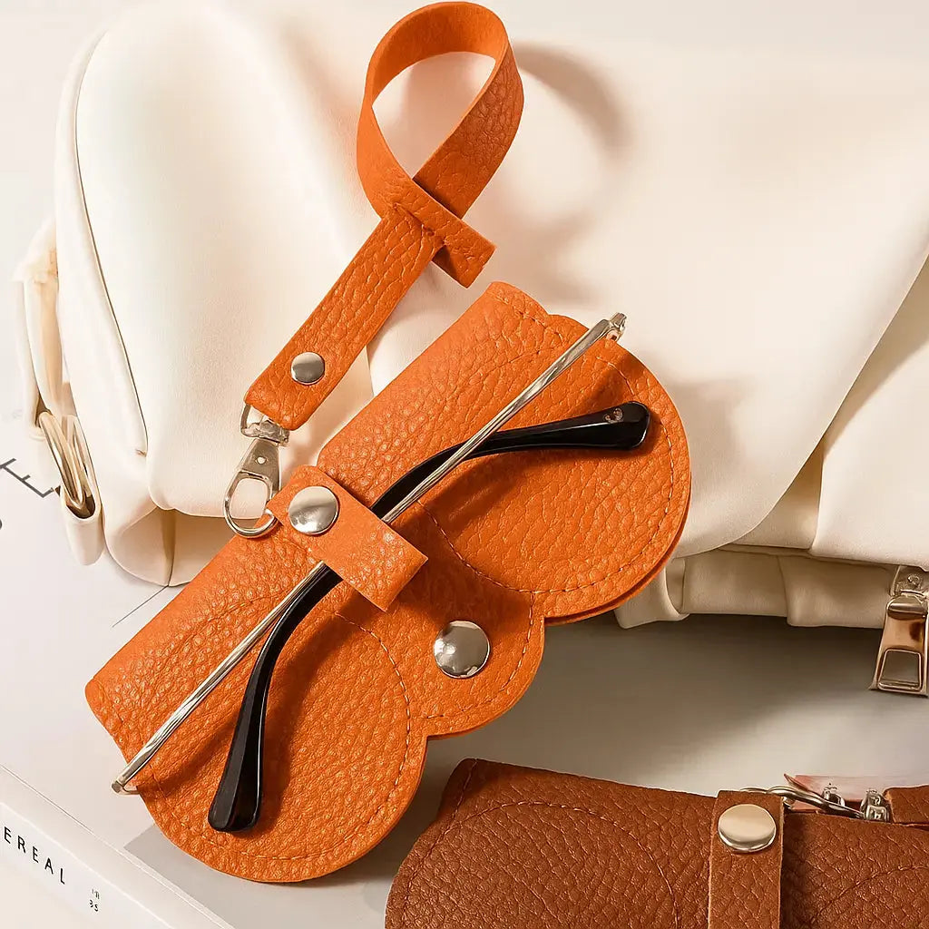 Fashionable glasses case made of leather – Suitable for sunglasses, reading glasses & XL glasses
