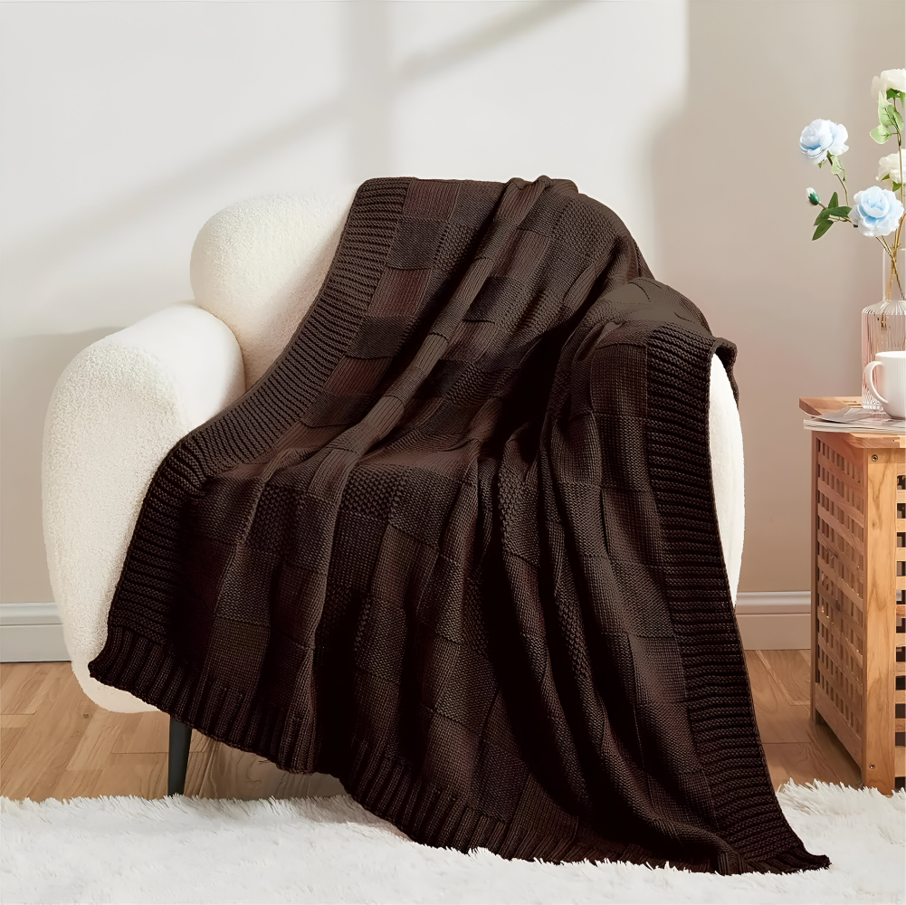 Loomvera Plaid | Knitted Blanket Black-White | Soft & Skin-friendly | For All Seasons