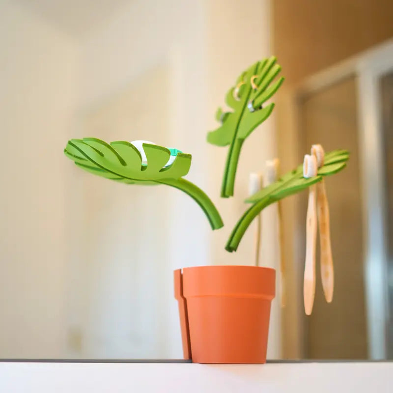 Monstera Mirror-Mounted Bathroom Organizer - Space-Saving with Stylish Design