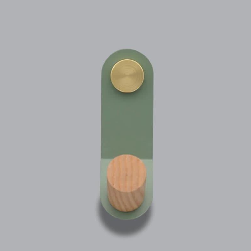 Scandinavian Pastel Wall Hook with Oak & Brass