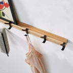 Wall-Mounted Coat Rack with Swivel Hooks – Scandinavian Wooden & Metal Design