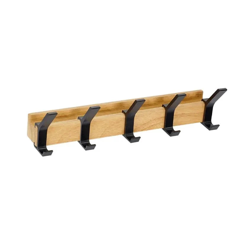 Nordic Wall-Mounted Coat Rack with Movable Hooks – Black