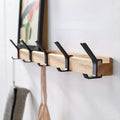 Wall coat rack with double hooks made of Nordic rubber wood and aluminum