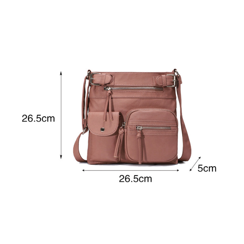 Multi-Pocket Soft PU Shoulder Bag