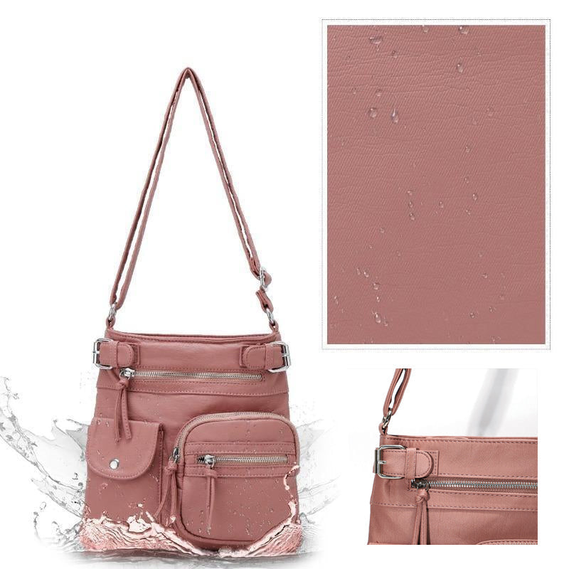 Multi-Pocket Soft PU Shoulder Bag