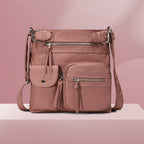 Multi-Pocket Soft PU Shoulder Bag