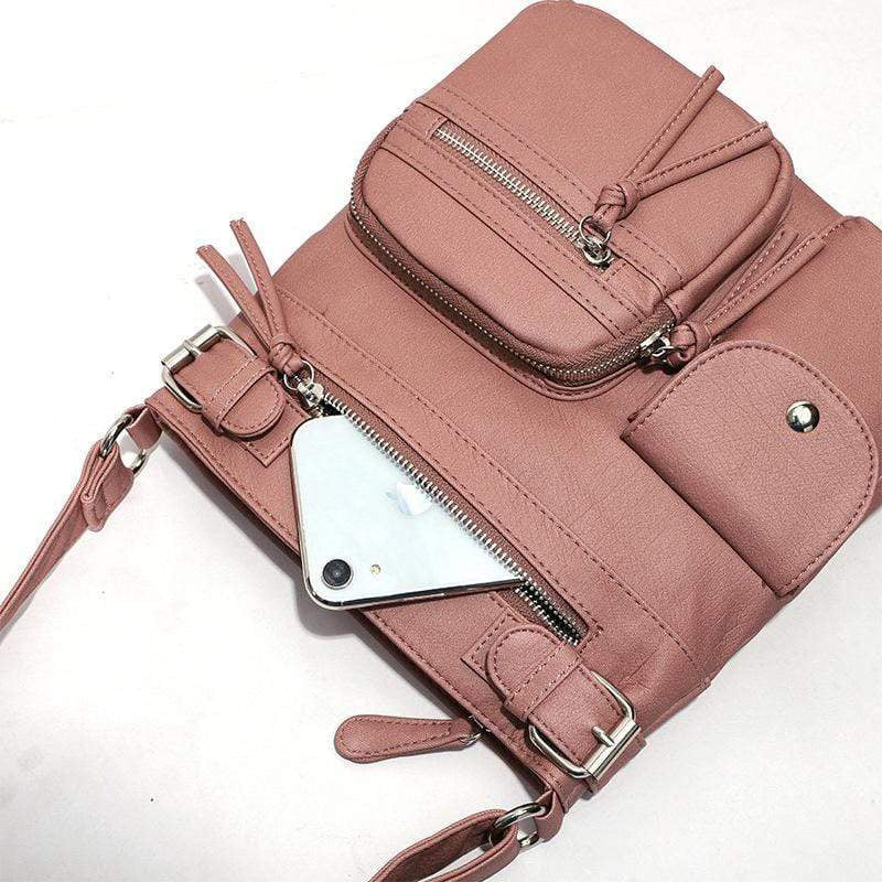 Multi-Pocket Soft PU Shoulder Bag