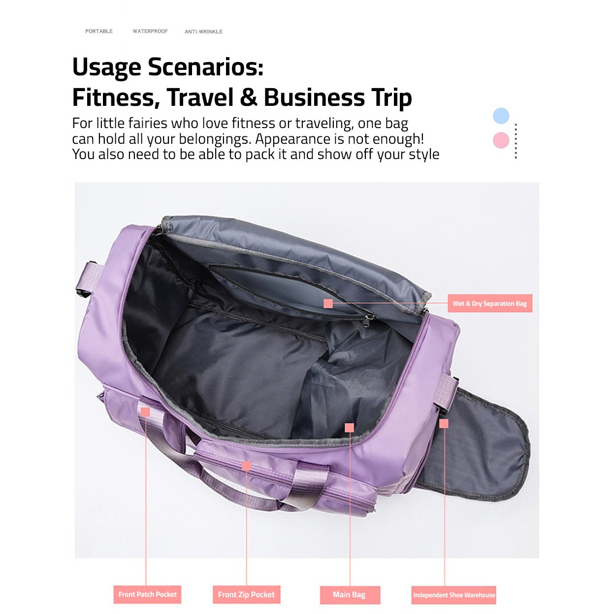 Traventix Travel Bag with Multiple Compartments | Waterproof & Lightweight | Sports, Fitness & Weekend Bag for Men & Women