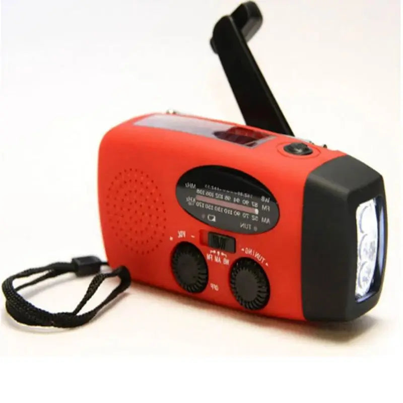 Portable emergency radio with charging function and weather alerts