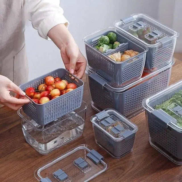 Multifunctional Refrigerator Storage Box with Foldable Dividers