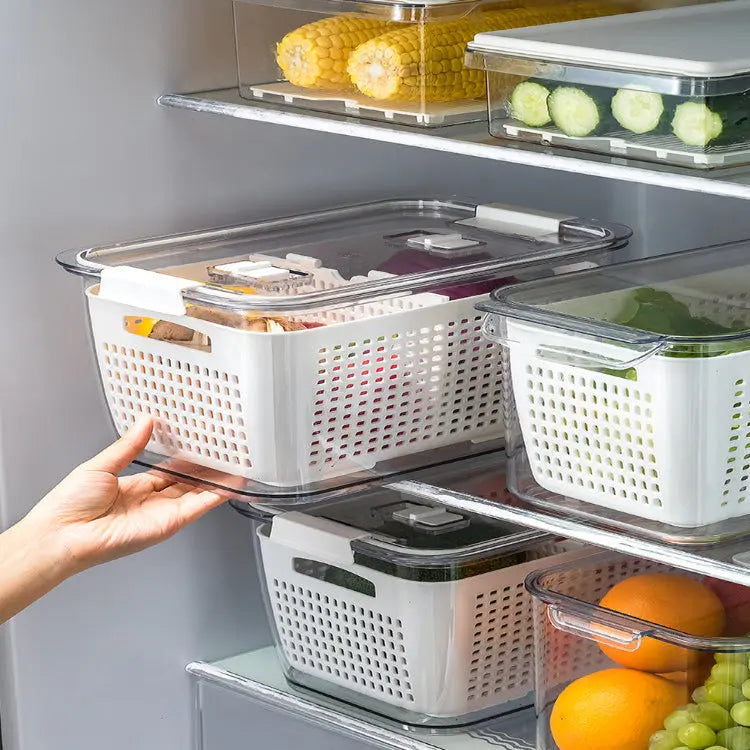 Multifunctional Refrigerator Storage Box with Foldable Dividers