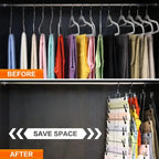 Foldable Metal Clothes Hanger with 12 Non-Slip Clips for 6 Garments