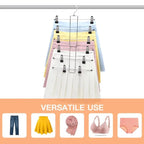 Foldable Metal Clothes Hanger with 12 Non-Slip Clips for 6 Garments