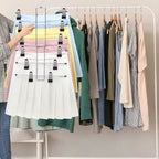Foldable Metal Clothes Hanger with 12 Non-Slip Clips for 6 Garments