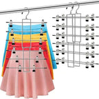 Foldable Metal Clothes Hanger with 12 Non-Slip Clips for 6 Garments