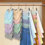 Foldable Metal Clothes Hanger with 12 Non-Slip Clips for 6 Garments