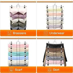 Foldable Metal Clothes Hanger with 12 Non-Slip Clips for 6 Garments