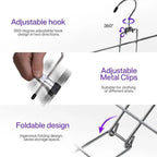 Foldable Metal Clothes Hanger with 12 Non-Slip Clips for 6 Garments