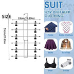 Foldable Metal Clothes Hanger with 12 Non-Slip Clips for 6 Garments