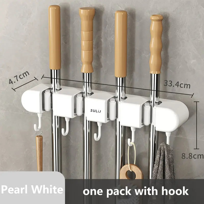 Multifunctional Mop Holder with Hooks