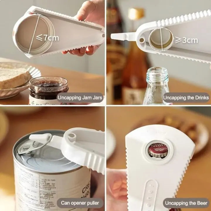 Multifunctional opener for bottles, cans & jars