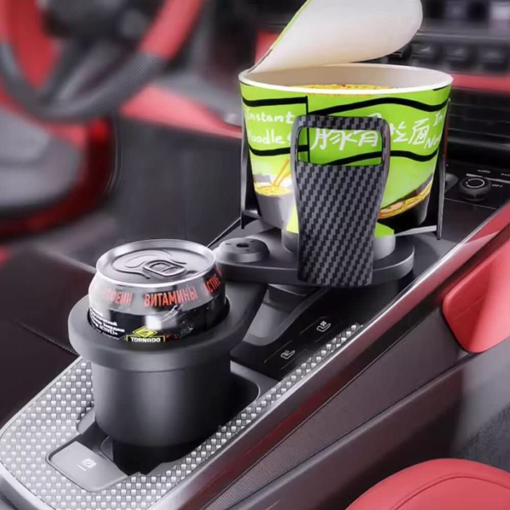 360° swivelling car cup holder for double drinks
