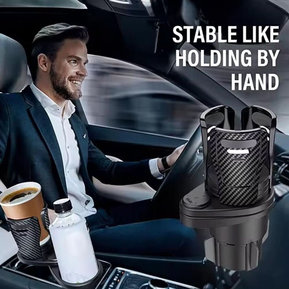 360° swivelling car cup holder for double drinks
