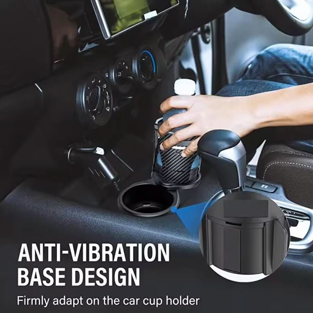 360° swivelling car cup holder for double drinks