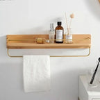 Wall coat rack made of bamboo with shelf & sturdy hooks