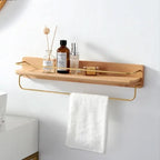 Wall coat rack made of bamboo with shelf & sturdy hooks