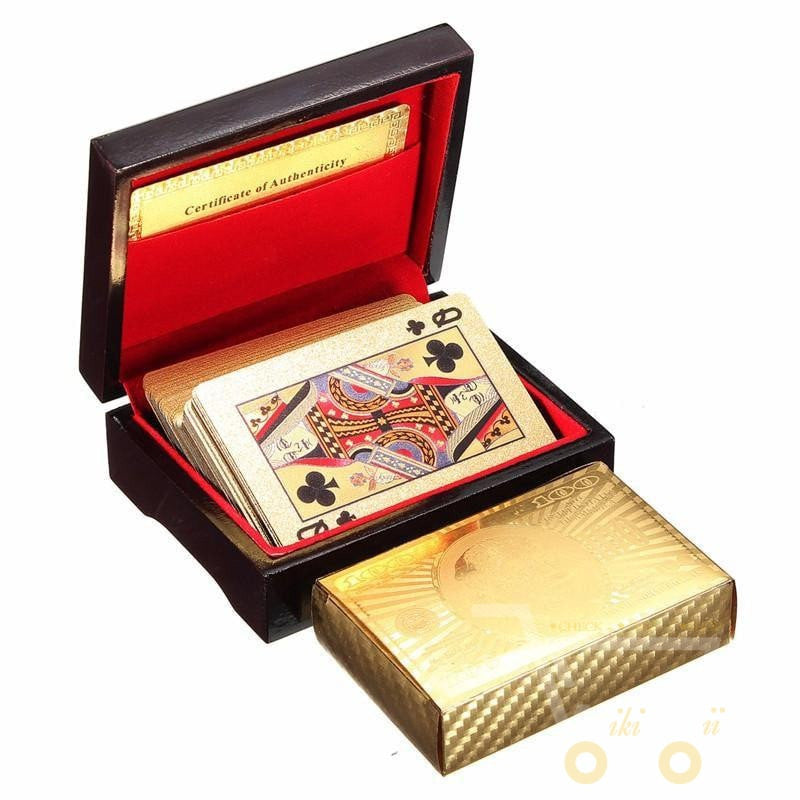 24K Gold Plated Playing Card with Wood - Style Box