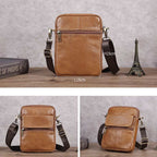 Men’s Small Genuine Leather Shoulder Bag – Compact Crossbody with Adjustable Strap