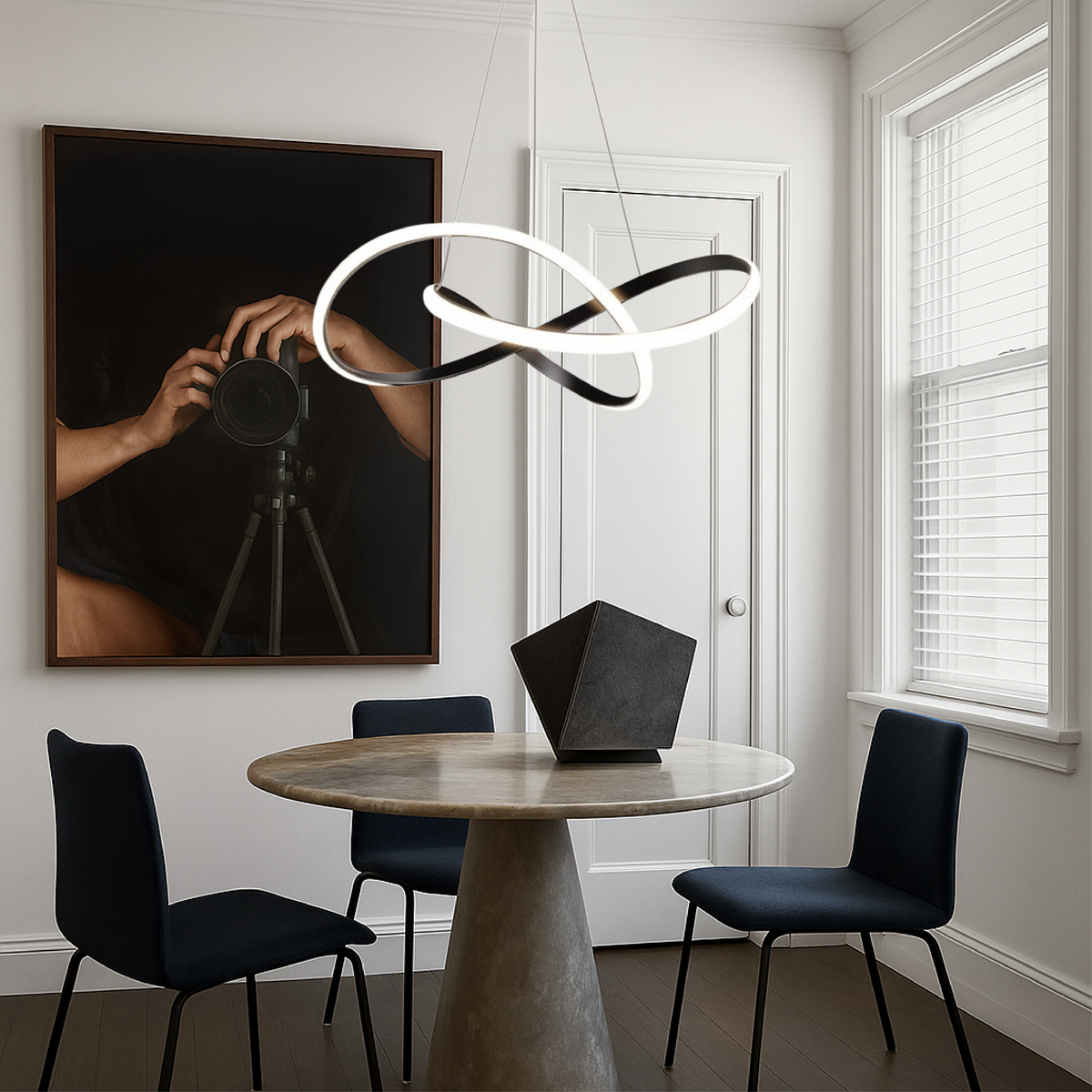 Modern Pendant Lamp Dining Room Aluminum Black