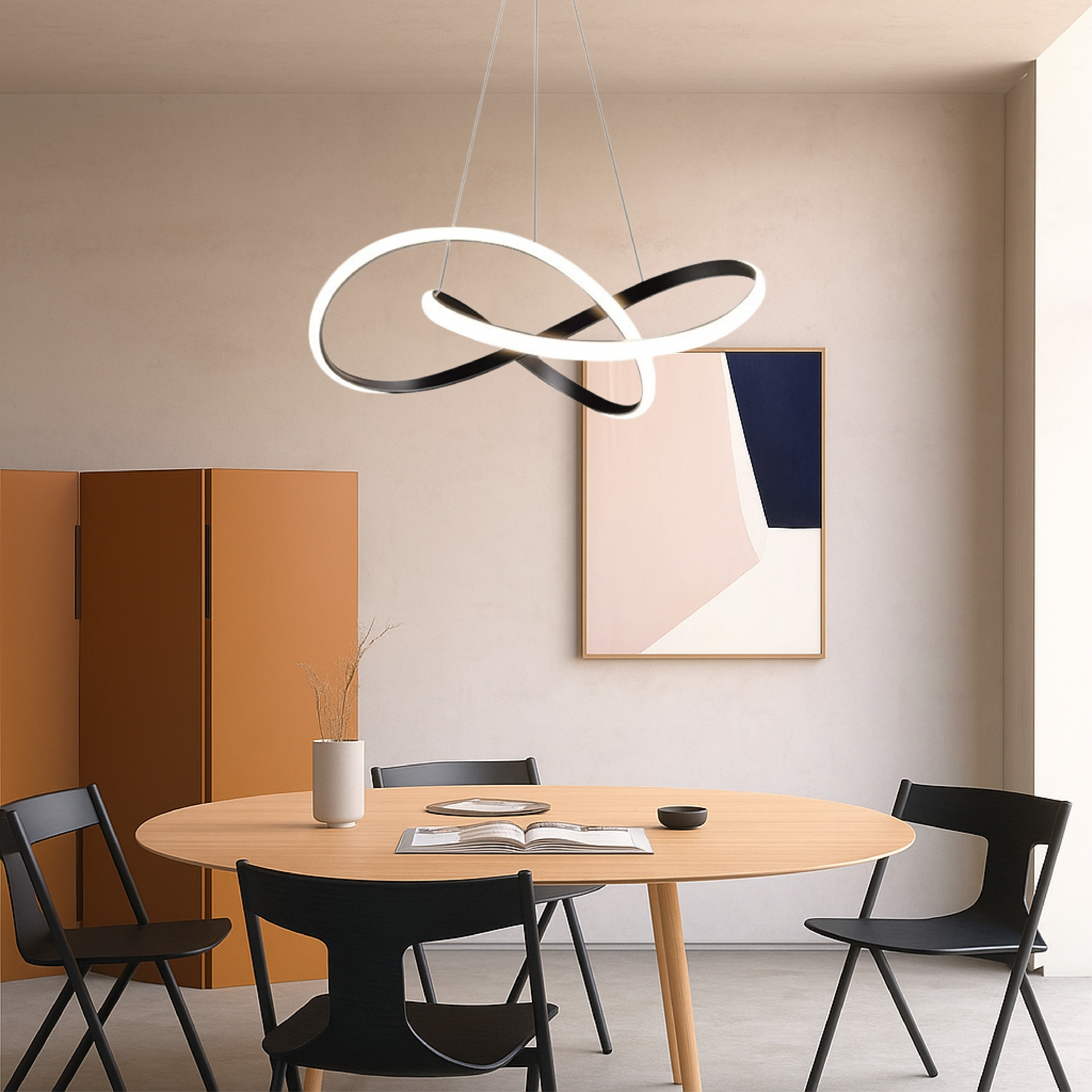 Modern Pendant Lamp Dining Room Aluminum Black