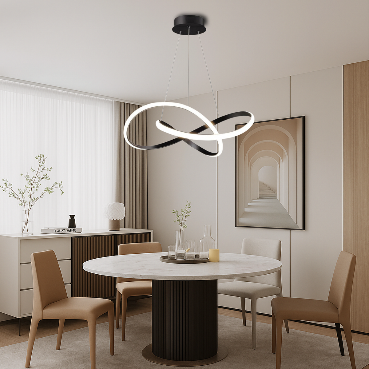 Modern Pendant Lamp Dining Room Aluminum Black